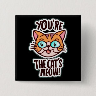 Badge Carré 5 Cm Tu es la carte postale du chat