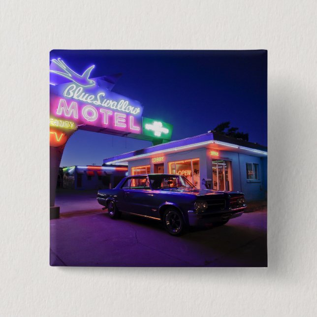 Badge Carré 5 Cm Tucumcari, Nouveau Mexique, Etats-Unis. Itinéraire (Devant)