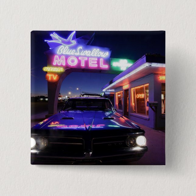 Badge Carré 5 Cm Tucumcari, Nouveau Mexique, Etats-Unis. Itinéraire (Devant)