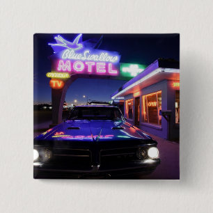 Badge Carré 5 Cm Tucumcari, Nouveau Mexique, Etats-Unis. Itinéraire