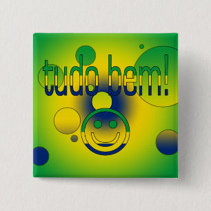 Badge Carré 5 Cm Tudo Bem ! Le drapeau du Brésil colore l'art de