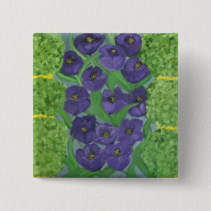 Badge Carré 5 Cm Tulipe et Boxwood