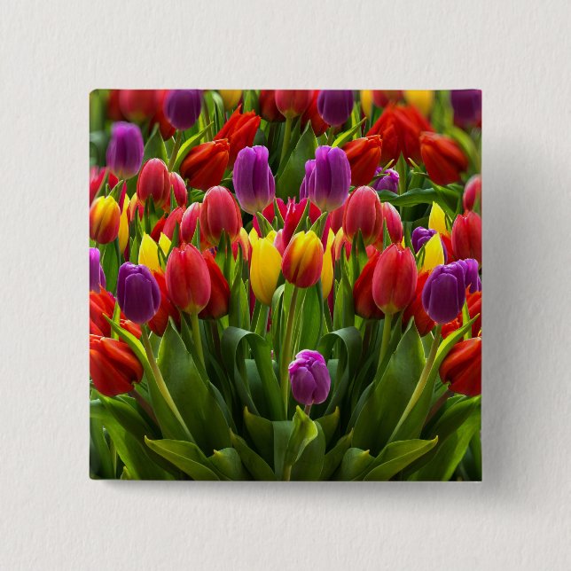 Badge Carré 5 Cm Tulipes lumineuses (Devant)