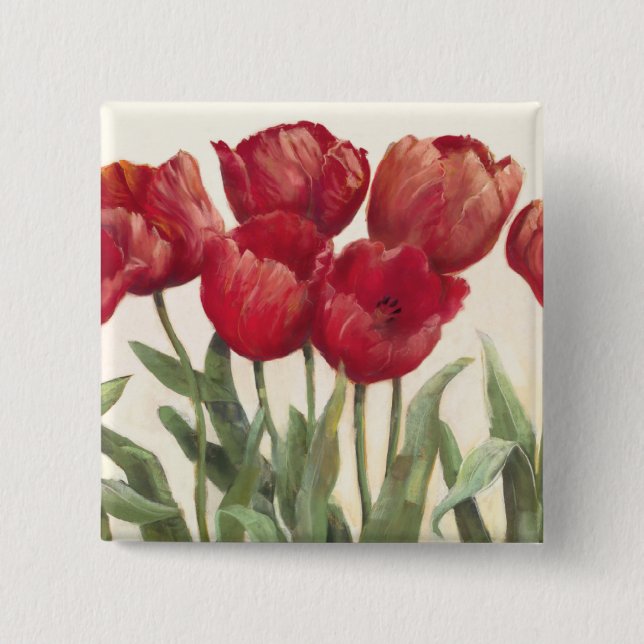 Badge Carré 5 Cm Tulipes rouges (Devant)