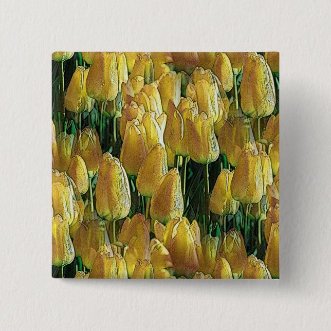 Badge Carré 5 Cm Tulips Sunshine Yellow (Devant)