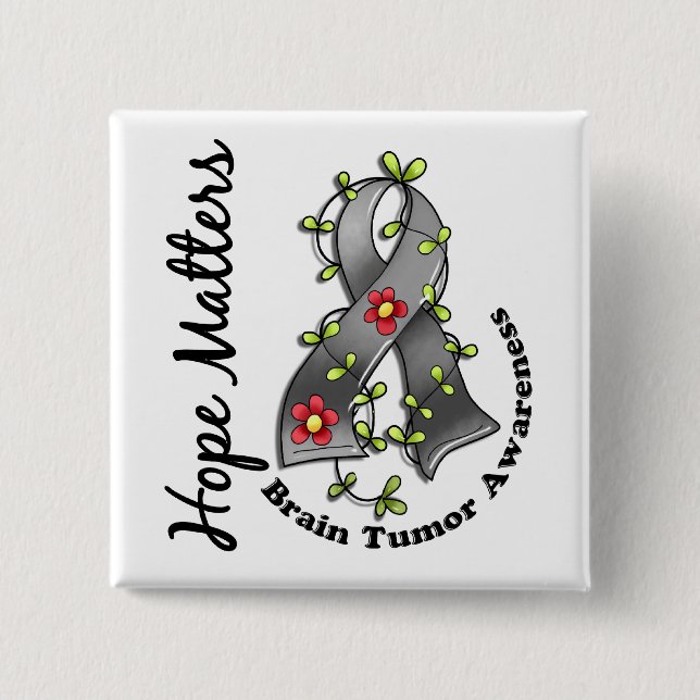 Badge Carré 5 Cm Tumeur cérébrale de sujets d'espoir du ruban 4 de (Devant)