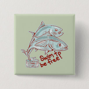 Badge Carré 5 Cm Tuner étain de poisson drôle évasion