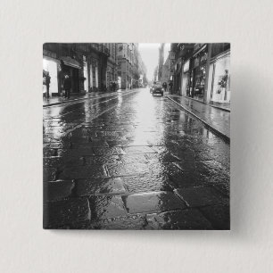Badge Carré 5 Cm Turin Italie, Rue humide Soir