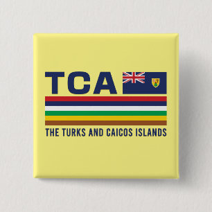 Badge Carré 5 Cm Turks and Caicos ISO Alpha 3 Design