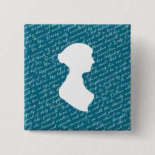 Badge Carré 5 Cm Turquoise Jane Austen Pride Préjugés Netherfield