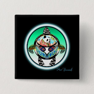 Badge Carré 5 Cm Turtle Panda