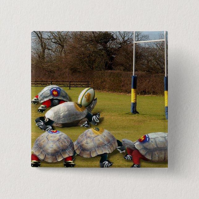 Badge Carré 5 Cm Turtle Rugby (Devant)