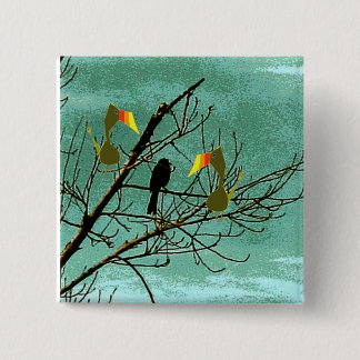 Badge Carré 5 Cm Tutu et oiseau noir