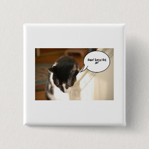 Badge Carré 5 Cm tuxedo noir et blanc Chat