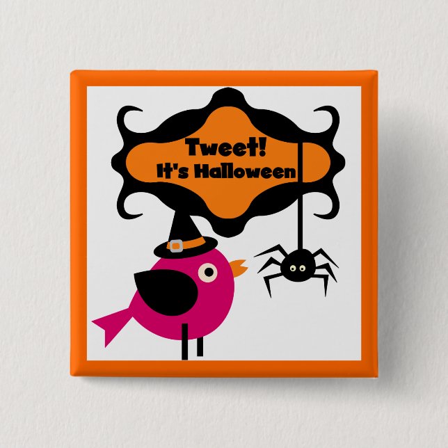 Badge Carré 5 Cm Tweet T-shirts et cadeaux Halloween (Devant)