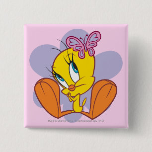 Badge Carré 5 Cm TWEETY™ et Papillon