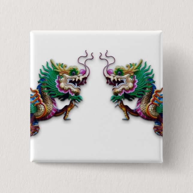 Badge Carré 5 Cm Twin Dragons (Devant)