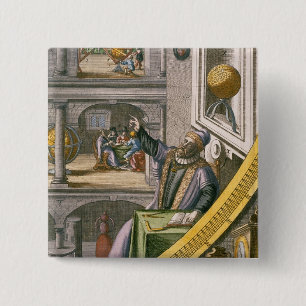 Badge Carré 5 Cm Tycho Brahe (1546-1601) a vieilli 40, parmi son