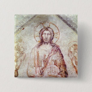 Badge Carré 5 Cm Tympan dépeignant la bénédiction de sauveur, 13