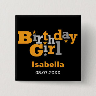 Badge Carré 5 Cm Type de fluctuation bouton de fille d'anniversaire