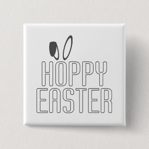 Badge Carré 5 Cm Typographie simple de Pâques Hoppy Bouton de la