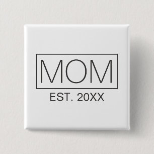 Badge Carré 5 Cm Typographie simple minimaliste de la maman  Bouton