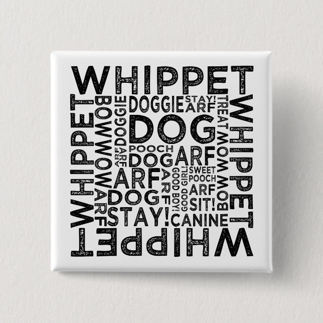 Badge Carré 5 Cm Typographie Whippet (Devant)