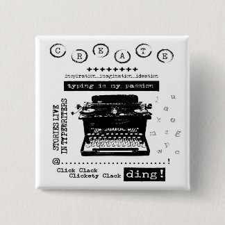 Badge Carré 5 Cm Typowriter vintage Est Mon Bouton De Passion