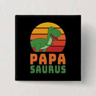 Badge Carré 5 Cm Tyrannosaurus Rex Papasaurus Dinosaur Fête des pèr