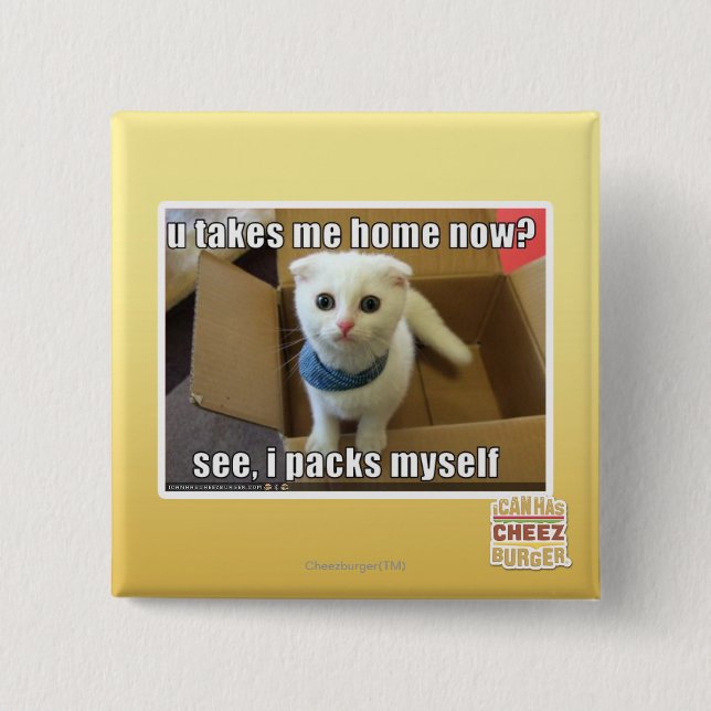 Badge Carré 5 Cm U me prennent à la maison maintenant ? (Devant)