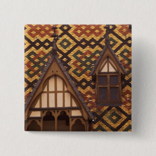 Badge Carré 5 Cm UE, France, Bourgogne, Côte d'Or, Beaune. Carrel