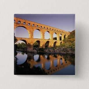 Badge Carré 5 Cm UE, France, Provence, Gard, Pont du Gard.