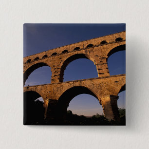 Badge Carré 5 Cm UE, France, Provence, Gard, Pont du Gard. 4