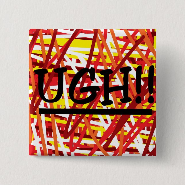 Badge Carré 5 Cm UGH dire de bouton (Devant)