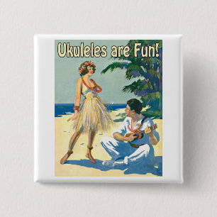 Badge Carré 5 Cm Ukes sont amusement ! Bouton