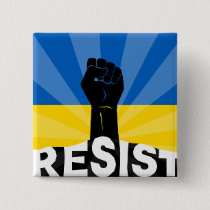 Badge Carré 5 Cm Ukrainian Flag Resist Fist