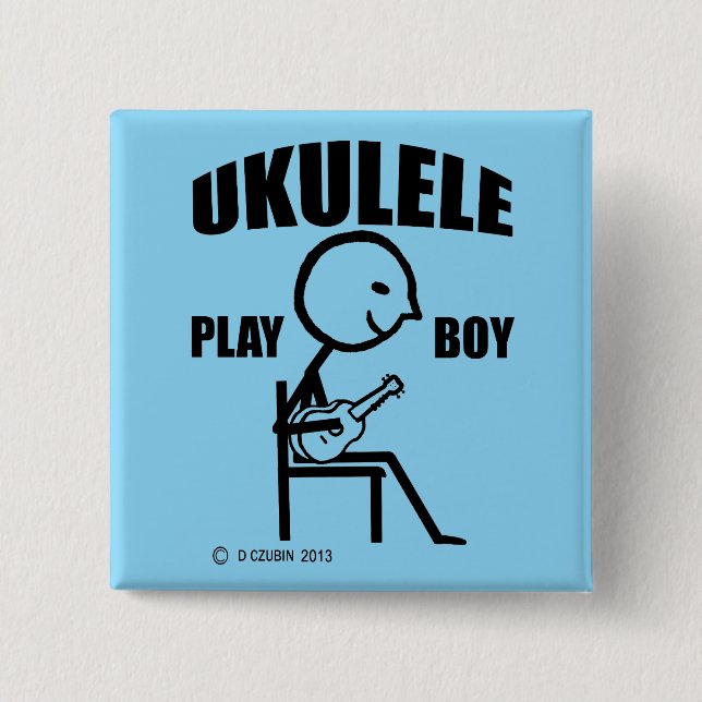 Badge Carré 5 Cm Ukulele Play Boy (Devant)