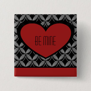 Badge Carré 5 Cm Ultra Glam Heart Button, Red