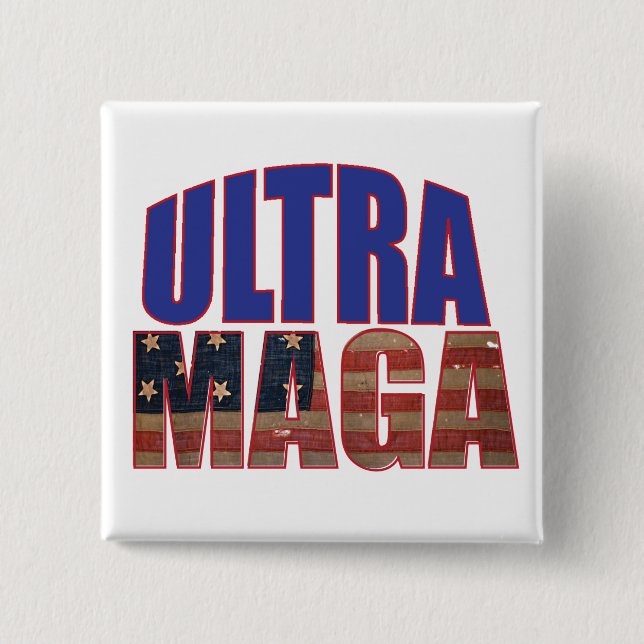 Badge Carré 5 Cm Ultra MAGA Trump Supporter 💡 Great Again USA (Devant)