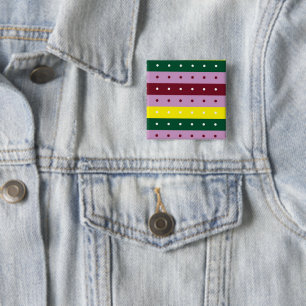 Badge Carré 5 Cm un arrière - plan rayé multicolore avec points
