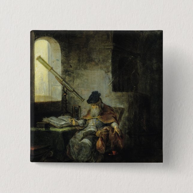 Badge Carré 5 Cm Un astronome (Devant)