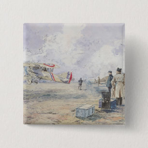 Badge Carré 5 Cm Un avion décollant, 1913