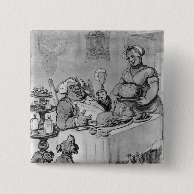 Badge Carré 5 Cm Un bon repas, (Devant)