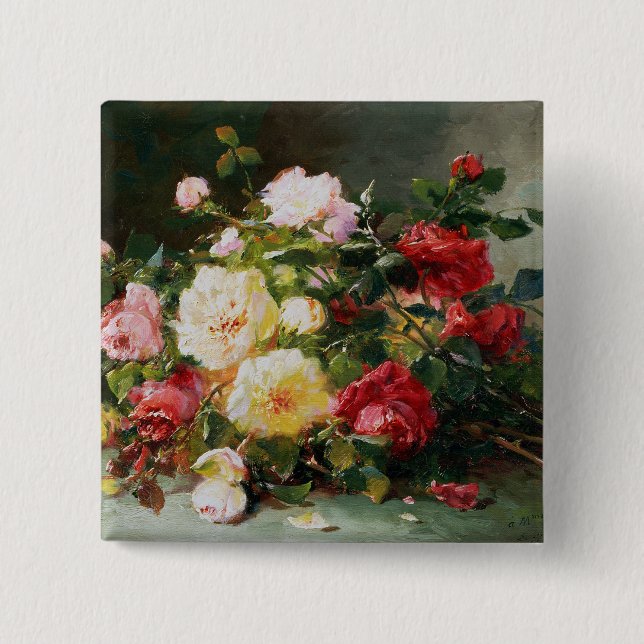 Badge Carré 5 Cm Un bouquet des roses (Devant)