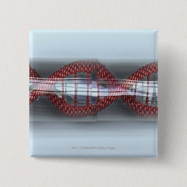 Badge Carré 5 Cm Un brin d'ADN dans une capsule (Devant)