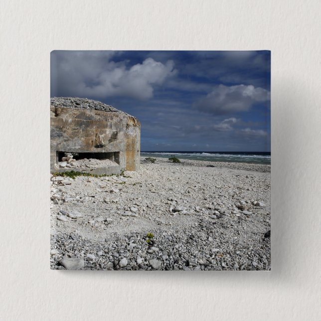 Badge Carré 5 Cm Un bunker en ruine (Devant)