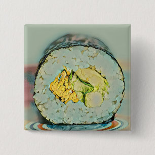 Badge Carré 5 Cm Un cadeau sushi pour les amateurs de nourriture