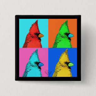 Badge Carré 5 Cm Un cardinal d'une couleur différente