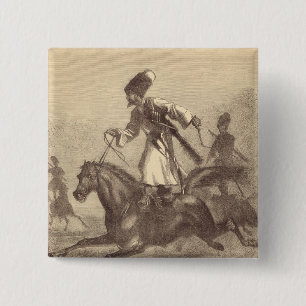 Badge Carré 5 Cm Un cavalier de Cosaque