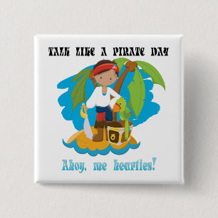 Badge Carré 5 Cm Un cool Parle Comme Un Jour De Pirate Ahoy Me Coeu